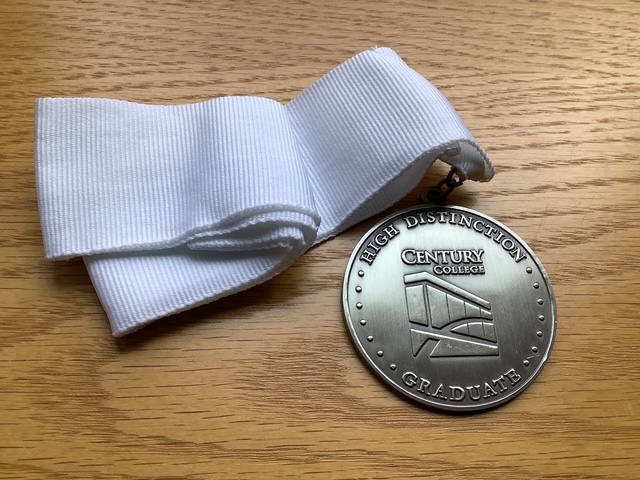Graduate honors medal, Century College, White Bear Lake